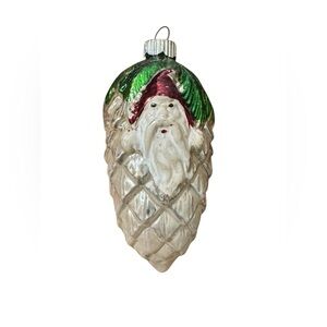 Antique German Santa On A Pinecone Ornament Christmas Blown Glass Vintage